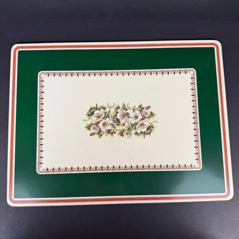 Set of 4 Spode Christmas Rose Cork & Acrylic Finish 16x12 Placemats Made England
